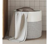 vidaXL Cesta de almacenaje algodón gris y blanco Ø40x35 cm