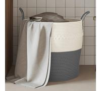 vidaXL Cesta de almacenaje algodón gris y blanco Ø43x38 cm
