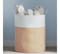 vidaXL Cesta de almacenaje algodón marrón y blanco Ø38x46 cm