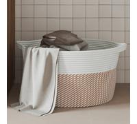 vidaXL Cesta de almacenaje algodón marrón y blanco Ø40x25 cm