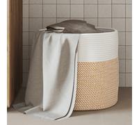 vidaXL Cesta de almacenaje algodón marrón y blanco Ø40x35 cm