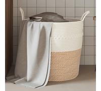 vidaXL Cesta de almacenaje algodón marrón y blanco Ø43x38 cm
