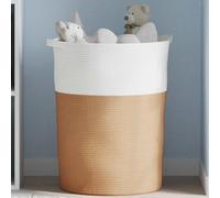 vidaXL Cesta de almacenaje algodón marrón y blanco Ø49x65 cm