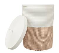vidaXL Cesta de almacenaje con tapa algodón Ø37x50 cm Marrón y blanco
