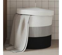 vidaXL Cesta de almacenaje con tapa algodón blanco y negro Ø40x35 cm