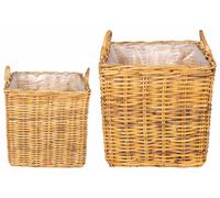 vidaXL Cesta de almacenamiento para plantas, 2 unidades, color marrón natural, tejido de mimbre Kubu