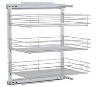 vidaXL Bandeja extraíble para cocina 3 niveles Alambre plateado 47x35x56 cm