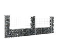 vidaXL Cesta de gaviones forma de U 3 postes de hierro 260x20x100 cm