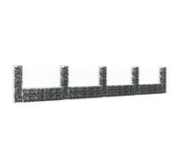 vidaXL Cesta de gaviones forma de U 5 postes de hierro 500x20x100 cm