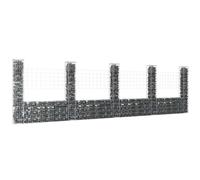 vidaXL Cesta de gaviones forma de U 5 postes de hierro 500x20x150 cm
