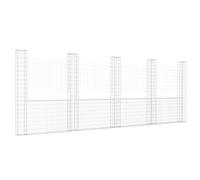 vidaXL Cesta de gaviones forma de U 5 postes de hierro 500x20x200 cm