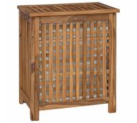vidaXL Cesta de Lavandería Natural Madera de teca maciza