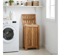 vidaXL Cesta de Lavandería Natural Madera de teca maciza
