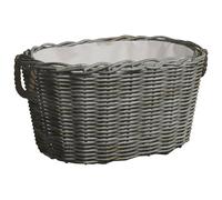 vidaXL Cesta de leña asas de transporte sauce natural gris 59x42x28 cm