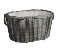 vidaXL Cesta de leña asas de transporte sauce natural gris 59x42x28 cm