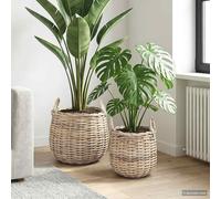 vidaXL Cesta de Maceta GENDT 2 uds. Gris natural Ratán Kubu