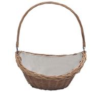 vidaXL Cesta de madera con asa para transportar, 57 x 46 x 52 cm, color marrón, hecha de mimbre