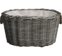 vidaXL Cesta de madera para leña con asas de transporte, 59x42x28 cm, color gris, mimbre