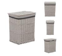 vidaXL Cesta de ropa blanca, trenzada con mimbre - Cestas para ropa