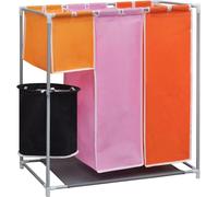 vidaXL Cesta de ropa con 3 compartimentos, 2 unidades, con cubo para la colada