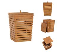 vidaXL Cesta de ropa de 30x30x45 cm, madera de teca maciza - Cestas de ropa