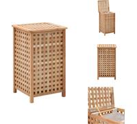 vidaXL Cesta de ropa de 39x39x65 cm, hecha de madera maciza de nogal - Cestas para ropa