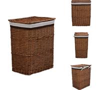 vidaXL Cesta de ropa marrón, hecha de mimbre. - Cestas de ropa
