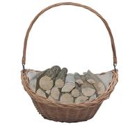 vidaXL Cesta para leña con asas sauce marrón 57x46,5x52 cm