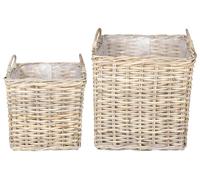 vidaXL Cesta para plantas GENDT, 2 unidades. Ratán Kubu natural, color gris