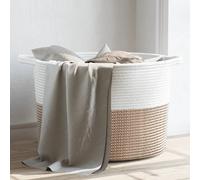 vidaXL Cesta para ropa sucia algodón marrón y blanco Ø55x36 cm