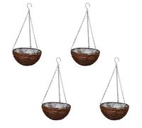 vidaXL Cesta Redonda Colgante de Sauce Con Capa y Cadena - 4 Piezas