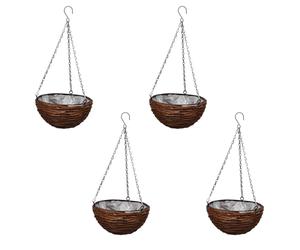 vidaXL Cesta Redonda Colgante de Sauce Con Capa y Cadena - 4 Piezas
