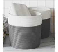 vidaXL Cestas de almacenaje 2 uds algodón gris y blanco Ø28x18 cm
