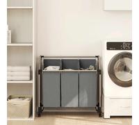 vidaXL Cesto de ropa con ruedas, 3 compartimentos, color gris
