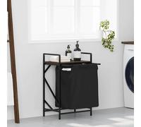 vidaXL Cesto de ropa de 1 compartimento con estante, color roble marrón