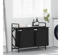 vidaXL Cesto de ropa de 2 compartimentos con estante, color gris Sonoma
