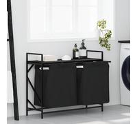 vidaXL Cesto de ropa de 2 compartimentos con estante, roble negro
