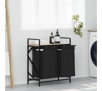 vidaXL Cesto de ropa de 2 compartimentos con estante, roble Sonoma