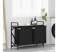 vidaXL Cesto de ropa de 2 compartimentos con estante, roble Sonoma