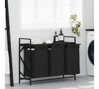 vidaXL Cesto de ropa de 3 compartimentos con estante, roble negro