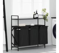 vidaXL Cesto de ropa de 3 compartimentos con estantes, roble negro