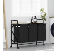 vidaXL Cesto de ropa de 3 compartimentos con ruedas, color roble Sonoma