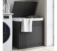 vidaXL Cesto de ropa sucia 2 secciones ratán sintético gris 53x35x57cm