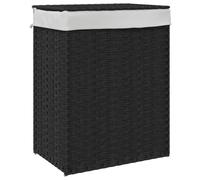 vidaXL Cesto de ropa sucia con tapa ratán sintético negro 46x33x60 cm