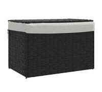 vidaXL Cesto de ropa sucia con tapa ratán sintético negro 55,5x35x34cm