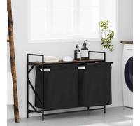 vidaXL Cesto de ropa sucia de 2 compartimentos con estante