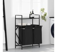 vidaXL Cesto de ropa sucia de 2 compartimentos con estantes, roble negro