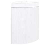 vidaXL Cesto de Ropa Sucia de Esquina, Cesta Rectangular con Asa, Cesto Portátil para Colada, Cesta Plegable para Salón Baño, Bambú Blanco 60 L