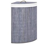 vidaXL Cesto para la ropa sucia de esquina bambú gris 60 L