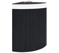 vidaXL Cesto para la ropa sucia de esquina bambú negro 60 L